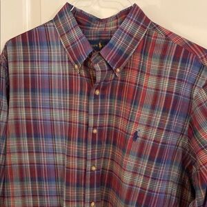 Polo by Ralph Lauren Checkered Button Front Long Sleeve Shirt Sz XL 100% Cotton